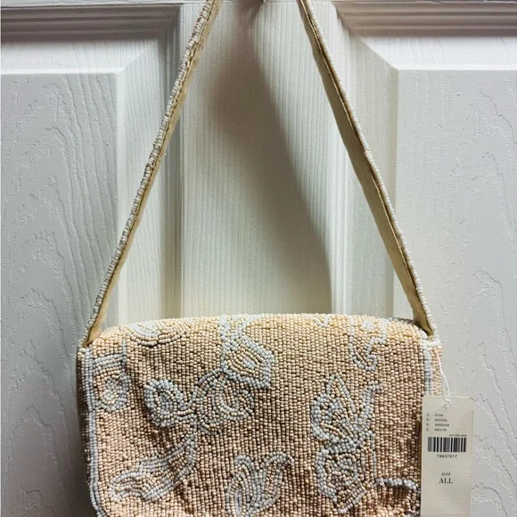 Anthropologie Tan and Cream Beaded Clutch - Picture 7 of 10